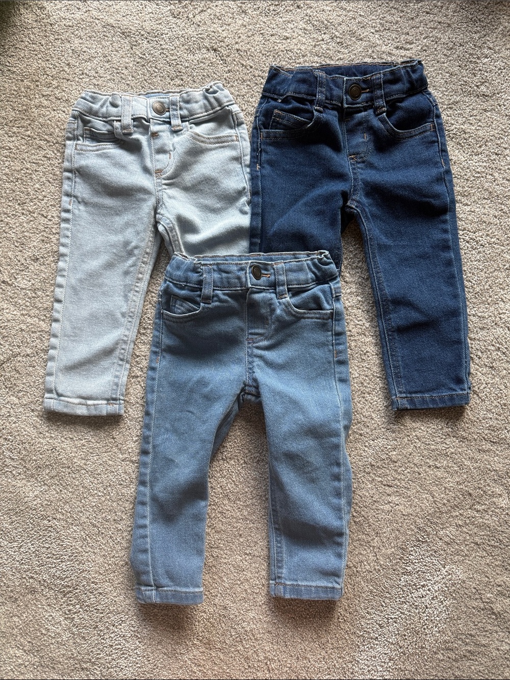 Toddler Stretch Denim Jeggings - Light Blue, Medium Blue & Dark Blue